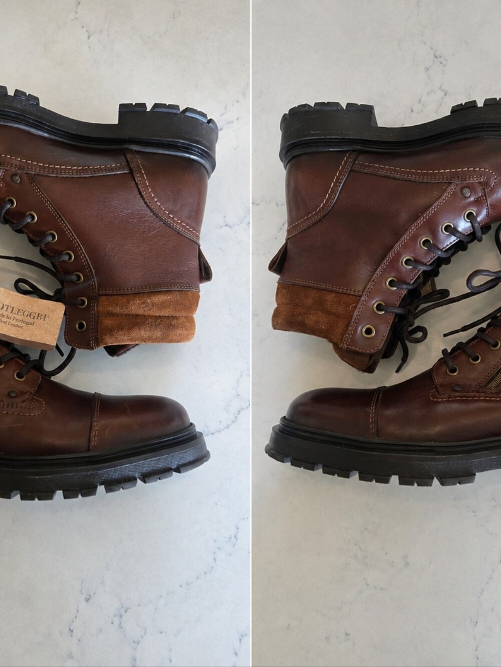 Men's BOOTLEGGER Brown Leather Moto Boots Size US 10/EU 43 Made in Portugal - Picture 5 of 13